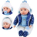 Bibi Doll - 20" Lifelike Large Size Soft Bodied Baby Doll Girls Boys Toy With Dummy & Sounds (Blue Onesie)