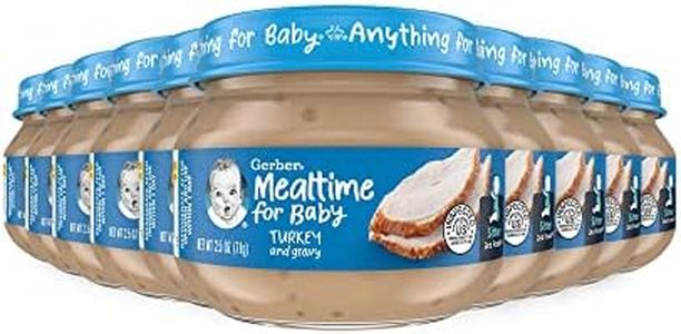 Gerber Baby Foods 2nd Foods Meat, Turkey & Gravy, Mealtime for Baby, 2.5 Ounce Jar (Pack of 10)
