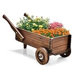 Giantex Wooden Wagon Planter Box, D