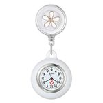 AVANER Retractable Nurse Watches Clip-on Hanging Fob Watches Cute Flower Pattern Lapel Watches for Nurses Doctors with Silicone Cover