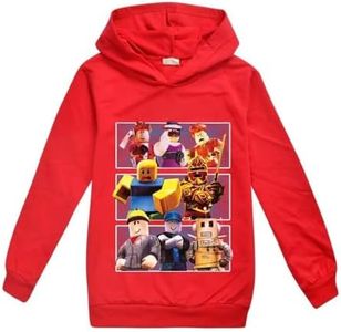 ALAMing Boy Hoodie Long Sleeve Top Tee Games Family Cotton Pullover, Red, 10-11 Years