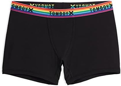 TomboyX 4.5" Trunks, Micromodal Boxer Briefs Underwear, All Day Comfort (XS to 4X), Black Rainbow, Medium