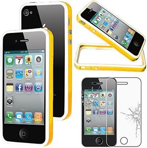ebestStar - Coque Compatible avec iPhone 4, 4S Apple Etui Housse Contour Bumper TPU, Or/Blanc + Film écran en Verre Trempé [Appareil: 115.2 x 58.6 x 9.3mm, 3.5'']