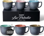 MIAMIO - 6 x 470 ml Coffee Cups/Mug Set/Coffee Cup Large/Modern Stoneware Coffee Mugs - Las Palmitas Collection