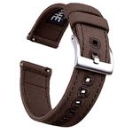 Ritche Canvas Quick Release Watch Band 18mm 20mm 22mm 24mm Replacement Watch Straps for Men Women, Valentine's day gifts for him or her, Dark Brown / Silver, 20mm, Traditional