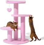 VETRESKA 40 inches Cat Tree for Indoor Cats, Multi Level Cat Tower with Cat Scratching Post, Cute Cat Climbing Tree with Dangling Toy for Cats, Pink