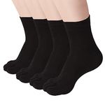 Meaiguo Women's Toe socks For Running Five Finger Socks With Cotton Athletic, Wa1 Black/4pairs, 5-10