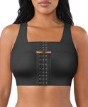 FeelinGirl Surgical Bra Compression Bras for Women Post Surgery Front Closure Bra with Breast Support Band, Black, Large
