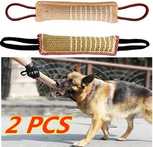 2 pezzi Giocattolo per rimorchiatore per cani Morso di cane Giocattolo per rimorchiatore con 2 robuste maniglie ， Morso di iuta resistente Cuscino per morso per cani