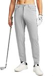 G Gradual Men's Stretch Golf Pants with 6 Pockets Slim Fit Dress Pants for Men Travel Casual Work, Silver Grey, Medium