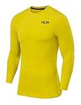 TCA Mens & Boys Pro Performance Compression Shirt Long Sleeve Top Compression Tops for Men Base Layers Men - Sonic Yellow, XL