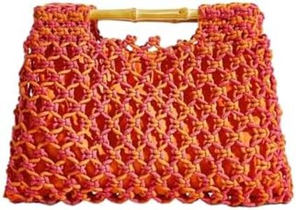 Floerns Women's Straw Bag Handle Beach Clutch Purse Hobo Handbag Orange and Pink One Size