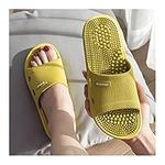 MTFBQ Acupressure Reflexology Massage Slippers Reflexology Sandals Slippers For Men And Women, Relieve Plantar Stress Acupressure Relaxation Foot Beach Flats Shoes Slip On Open Toe, Yellow, EUR40-41