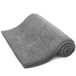 KEPLIN Non-Slip Bath Mat - Soft and Comfortable Microfibre Mat with Machine Washable Design - Water Absorbent and Quick Drying to Keep Bathroom Hygienic and Clean (Light Grey, 50x80cm)