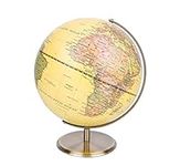 EXERZ 30cm World Globe Antique Globe Metal Arc and Base Bronzed colour – Large rotating globe - Educational/Geographic/Modern Desktop Decoration - for School, Home, and Office