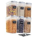 nuovva Airtight Cereal Storage Containers – 6pcs Food Storage Containers Set – 4L Kitchen Pantry Organiser – BPA Free Cereal Dispenser Set – Ideal for Cereal & Cornflakes Storage…