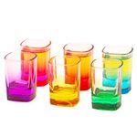 The Buybox - 6 Pieces Colored Shot Glass Set, 1.75oz Heavy Mini Base Shot Glass Set, Colored Shot Glasses Bulk, Tequila Cups Small Glass, Shot Glasses for Whiskey, Tequila, Vodka & Liquors (6)