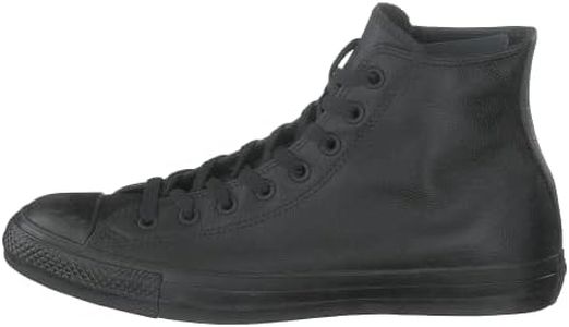 CONVERSE Men's Chuck Taylor All Star Leather Sneakers, Black Monochrome, 7