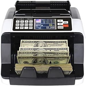 Nadex V3600 Single Denomination Money Counter - Banking and Retail Grade Fast Accurate Bill Counting with UV/MG/IR Counterfeit Detection - Color Coded Dual TFT Display - Counts 1000 Notes/Min