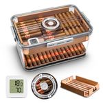 CIGARLOONG Cigar Humidor Large Accommodate 100 Cigars with Hygrometer and Cedar Wood Shelves