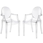 Home Craft Décor Philippe Starck Louis Ghost arm Chair, Transparent arm Chair, in Clear Set of 2