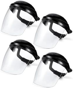 Tellegloww 4 Pack Safety Face Mask Shield for Grinding and Cutting with Ratchet Headgear and Full Impact Resistant Face Mask Shield (Black)
