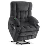 MCombo Dual Motor Power Lift Recliner Chair with Massage and Heat for Elderly People, Infinite Position, USB Ports, Cup Holders, Fabric 7890 (Medium-Regular, Dark Grey)