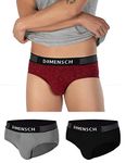 DAMENSCH Men's Deo-Cotton Deodorizing Brief- Pack of 3- Snapping Red, Dessert Grey, Sweet Black- Medium