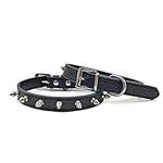 Enjoying Spiked Dog Collar Spiky Pet Dog Collar Leather Adjustable PugSpike Collar, Black Medium