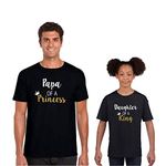 TheYaYaCafe Yaya Cafe Family T-Shirts Papa of A Princess for Father and Daughter Set of 2 Black- Father-L K-XS