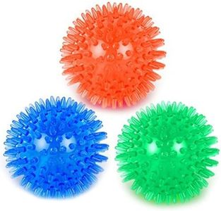 Orgrimmar 3 Pieces Pet Squeaky Chewing Balls Dog Soft Stab Balls Cleaning Teeth Toys Balls with High Bounce for Small Medium Large Pet Dog Cat (9.0cm)