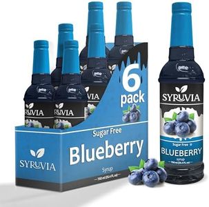 Sugar-Free Blueberry Syrup by Syruvia 6-Pack, 25.4 fl oz, Wholesale Coffee Syrup Shops, Cafes, Baristas, Bistros, & Beverage Bars, Bulk Kosher & Gluten-Free