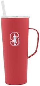 Decorvo NCAA 20 oz. Stainless Steel Tumbler with Handle - Officially Licensed Double Walled Insulated Roadie with Slide Lid and Straw (Stanford Logo - Red)