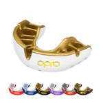 OPRO Gold Level Mouthguard, Adults and Kids Sports Mouth Guard, Featuring Revolutionary Fitting Technology for Boxing, Lacrosse, MMA, Martial Arts, Hockey, and All Contact Sports (White, Youth)