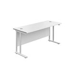 Office Hippo Heavy Duty Rectangular Cantilever Office Desk, Home Office Desk, Office Table, Integrated Cable Ports, PC Desk For Office or Home, 5 Yr Wty - White Frame/White Top, 120cm x 60cm