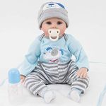 ZIYIUI Reborn Dolls Boy 22 inch 55cm Soft Silicone Vinyl Realistic Baby Reborn Lifelike Newborn Weighted Cloth Body Reborn Babies