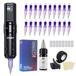 Mast Tattoo Fold2 Pro Wireless Tattoo Gun Rotary Pen Machine, Powerful Motor by Mcore, Smart Display, 7 Strokes Length for Pro Artists