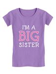 Elder Sibling Gift Idea I'm A Big Sister - Cute Girls' Fitted Kids T-Shirt S (5-6) Lavender