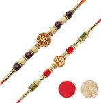 YouBella Rakhi for Brother and Bhabhi Rakhi Set of 2 Jewellery Mens Boys Bracelet Rakhi Combo for Brother, Rakhi Gift for Brother Bhaiyya/Bhai | Rakhi with Roli Chawal