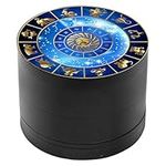 Spespo Herb Grinder, Spice Grinder 50mm(2.0 inch),4 Layers Constellation Painting Metal Grinder with Pollen Scraper (Black Color)