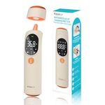Thermometer Forehead and Ear Thermometer Digital Infrared Thermometer Baby Thermometer Accurate 1s Measure 40 Set Memory Mute Mode LED Screen for Adults Kids Fever Alarm with Storage Bag Beige Orange