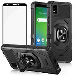 Ailiber Cell Phone Case for Cricket Vision Plus, Cricket Vision+ Case with Screen Protector, Ring Kickstand for Magnetic Car Mount, Military Grade Shockproof Protective Cover-Black