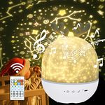 URAQT Star Light Projector with Music, Night Light Kids with Remote Control&Timer, 360° Rotation Star Projector Night Light with 4 Light Modes/6 Projection Themes/7 Brightness/8 Kinds of Music(Deer)