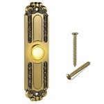 Dreyoo Heavy Duty Lighted Doorbell Button, Slim Metal Door Bell Wired Ringer Push Button Antique Brass Bronze LED Doorbell Switch Replacement for Home Front Door