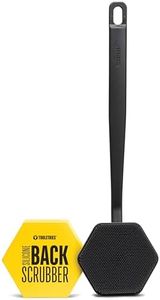 TOOLETRIES Silicone Back Scrubber - Exfoliating Shower Brush, Back Washer for Men, Durable Back Brush with Long Handle - Long Lasting Bath & Shower Accessories - Charcoal