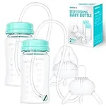 Skywin Self Feeding Baby Bottle with Straw 8oz Bottle Holder for Baby (Green) - 2 Pack Anti Colic, for Convenient Feeding