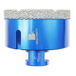 3 Inch Diamond Core Drill Bit for Porcelain Tile Ceramic Marble Granite Drilling,BRSCHNITT 1pc Vacuum Brazed Diamond Hole Saw with 5/8-11 Thread (75mm)