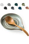 LAUCHUH Spoon Rest, 5" Large Spoon Holder for Stove Top Ceramic Spoon Rest Spatula Rest for Kitchen Utensils, Ladle, Coffee Spoons, Cooking spoons, Spatula, Tongs, Mother's Day Gifts, Unique Gray