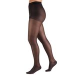 Truform 15-20 mmHg Compression Pantyhose, Sheer 20 Denier Women's Shaping Tights, Black, Queen Plus