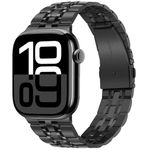 Tasikar Compatible with Apple Watch Band 49mm 46mm 45mm 44mm 42mm 41mm 40mm 38mm, Men Women Bracelet Solid Stainless Steel Metal Strap Design for iWatch Ultra SE Series10 9 8 7 6 5 4 3, Black